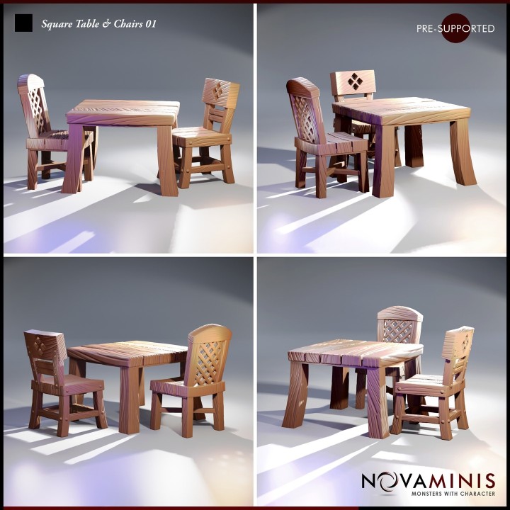 Square Table and Chairs 01