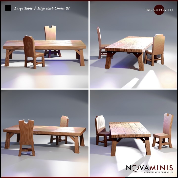Large Table and High Back Chairs 02